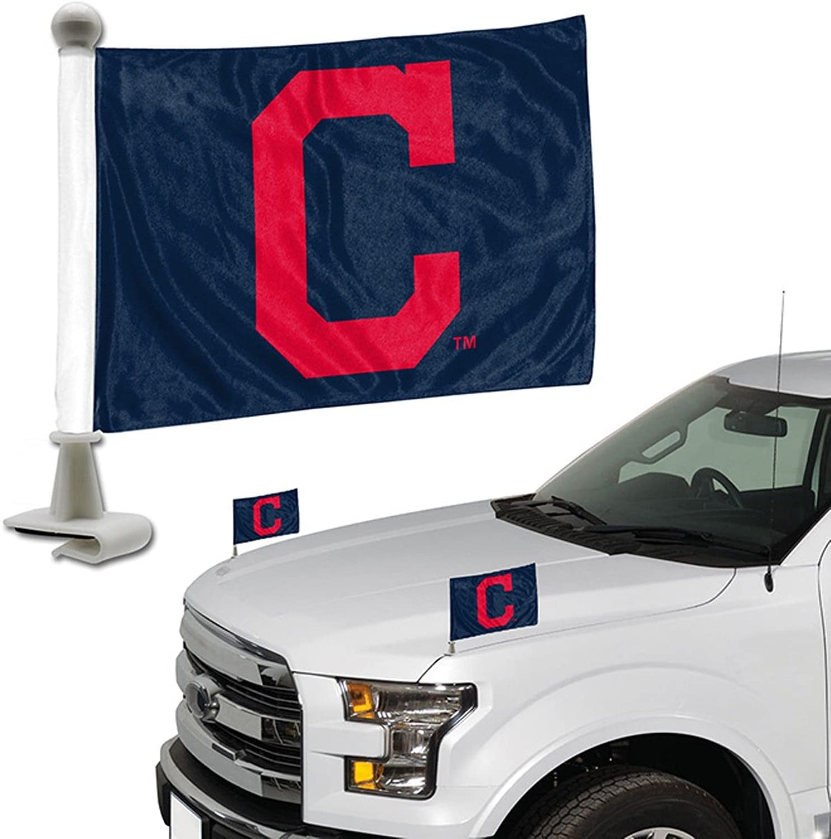 ProMark Cleveland Indians 2-Pack Ambassador Style Auto Flag Car Banner Set Baseball 1