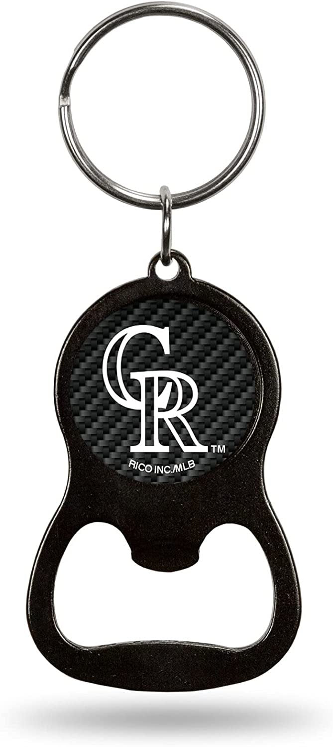 Colorado Rockies Keychain Bottle Opener Carbon Fiber Design Metal Baseball 1