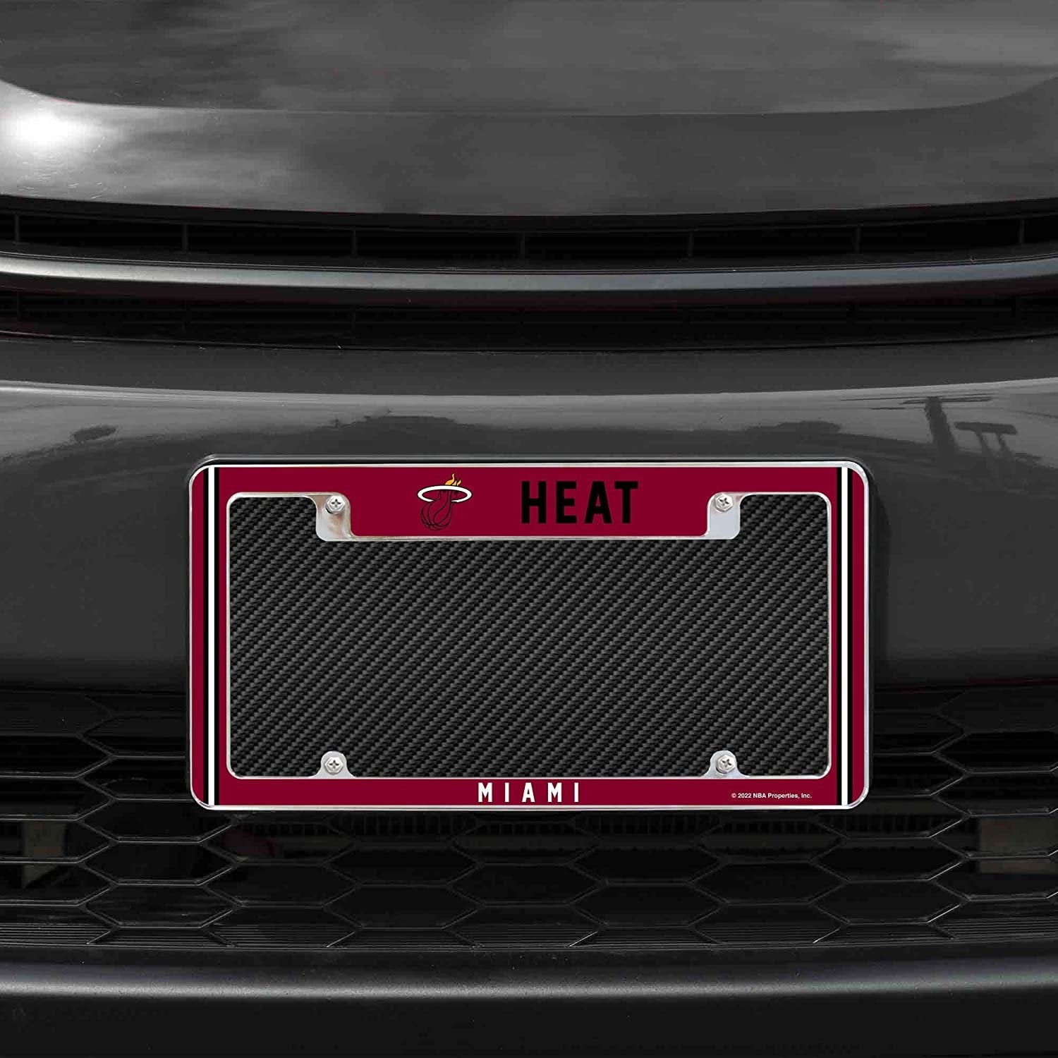 Miami Heat Metal License Plate Frame Chrome Tag Cover Alternate Design 6x12 Inch 2