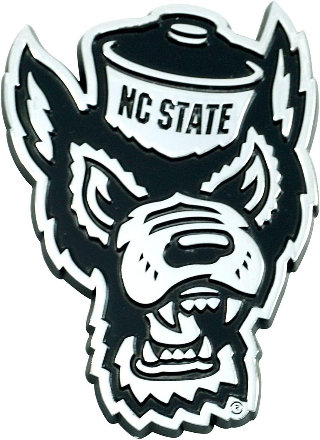 North Carolina State University Wolfpack Solid Metal Raised Auto Emblem Decal Adhesive Backing
