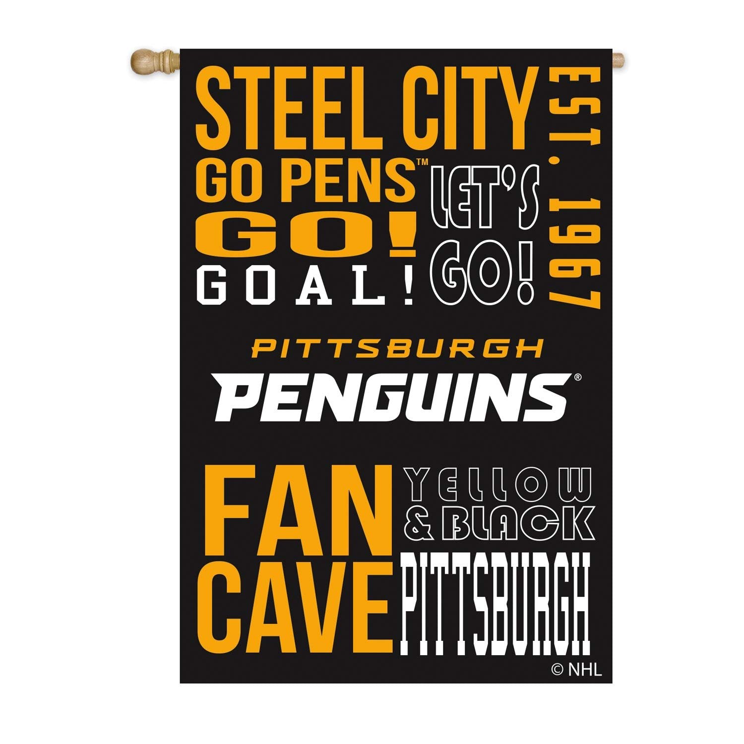 Pittsburgh Penguins Premium Double Sided Banner House Flag, Fan Rules Design, 28x44 Inch 3