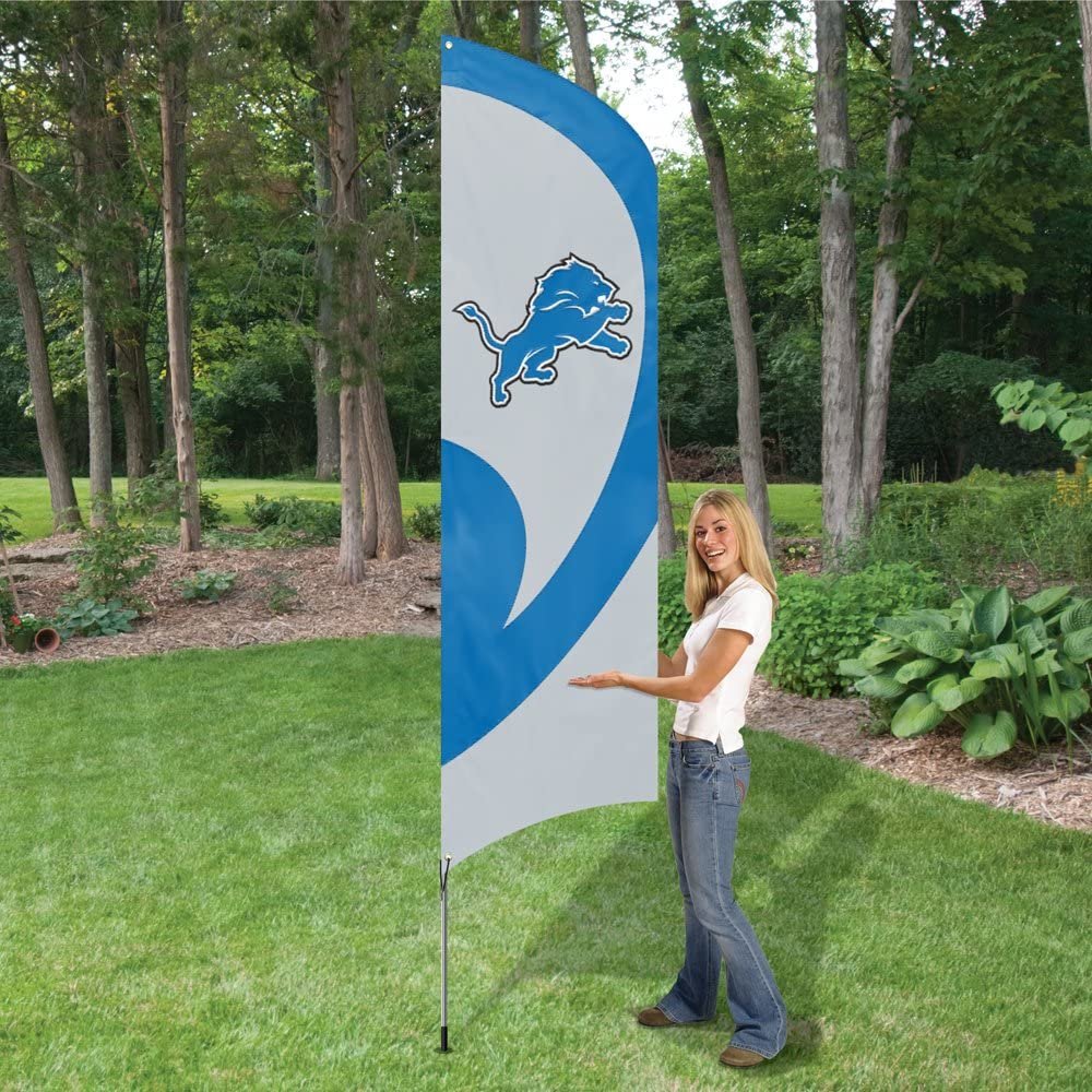 Detroit Lions Tall Team Flag Tailgating Flag Kit 8.5 x 2.5 feet with Pole 2