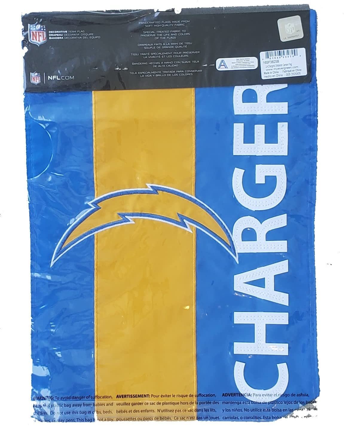 Los Angeles Chargers Garden Flag Banner 2-Sided Embroidered Applique 12.5x18 Inch 1