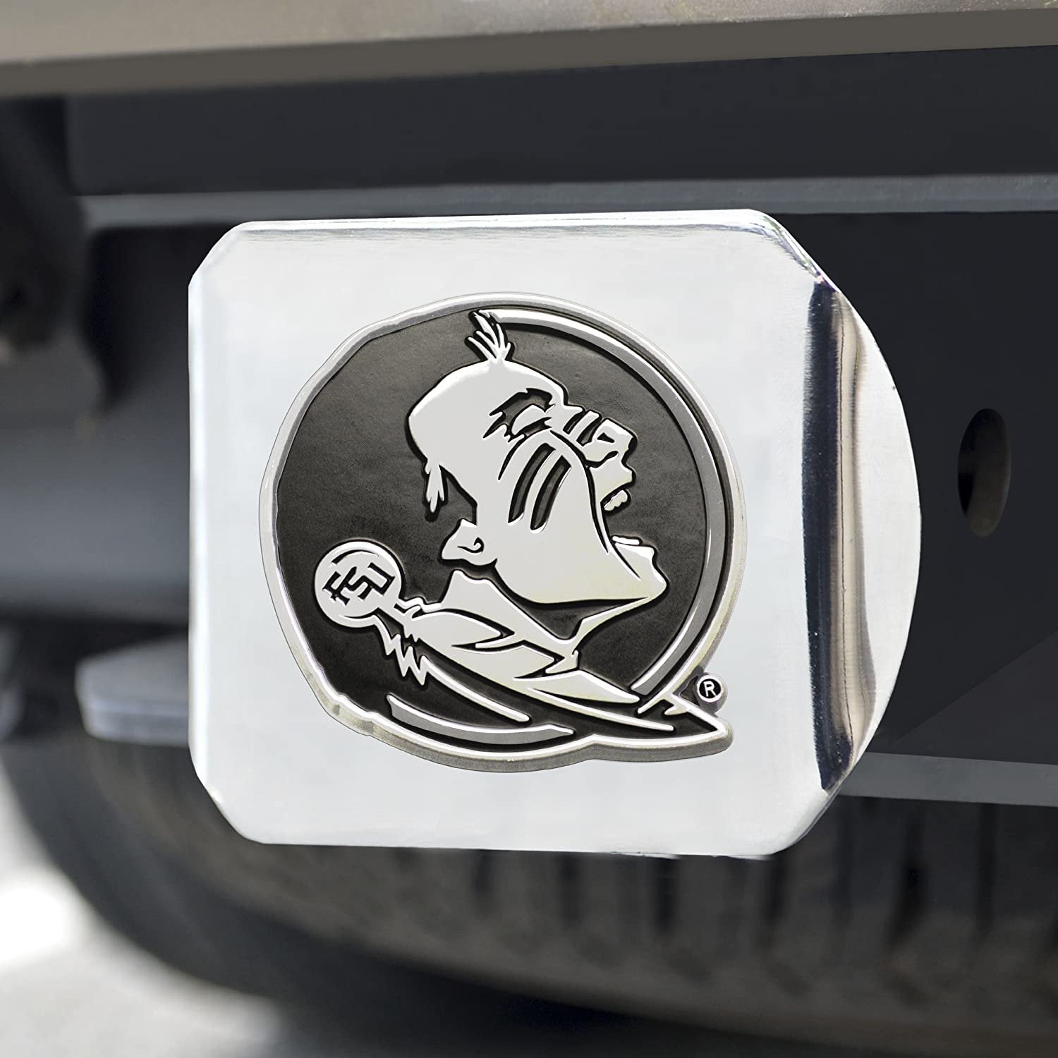 Florida State University Seminoles Hitch Cover Solid Metal with Raised Chrome Metal Emblem 2" Square Type III 2