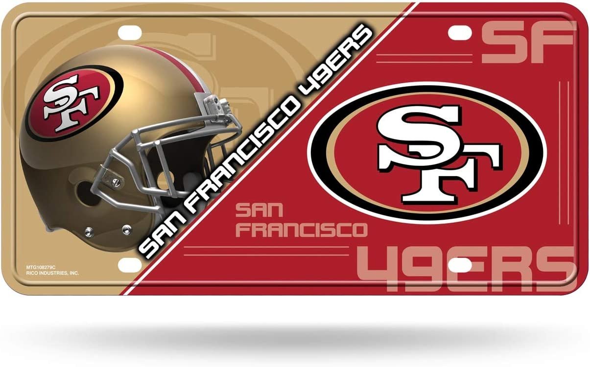 San Francisco 49ers Metal Auto Tag License Plate, Split Design, 12x6 Inch 2