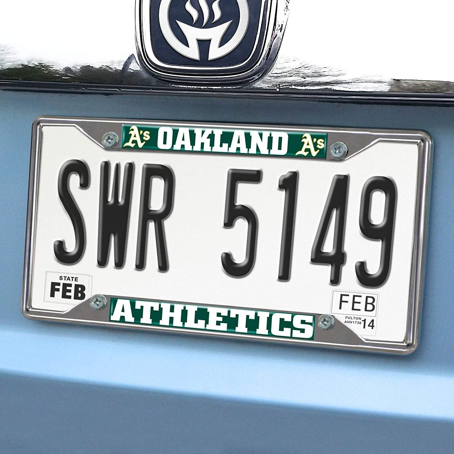 Oakland Athletics A's Metal License Plate Frame Tag Cover Chrome 6x12 Inch