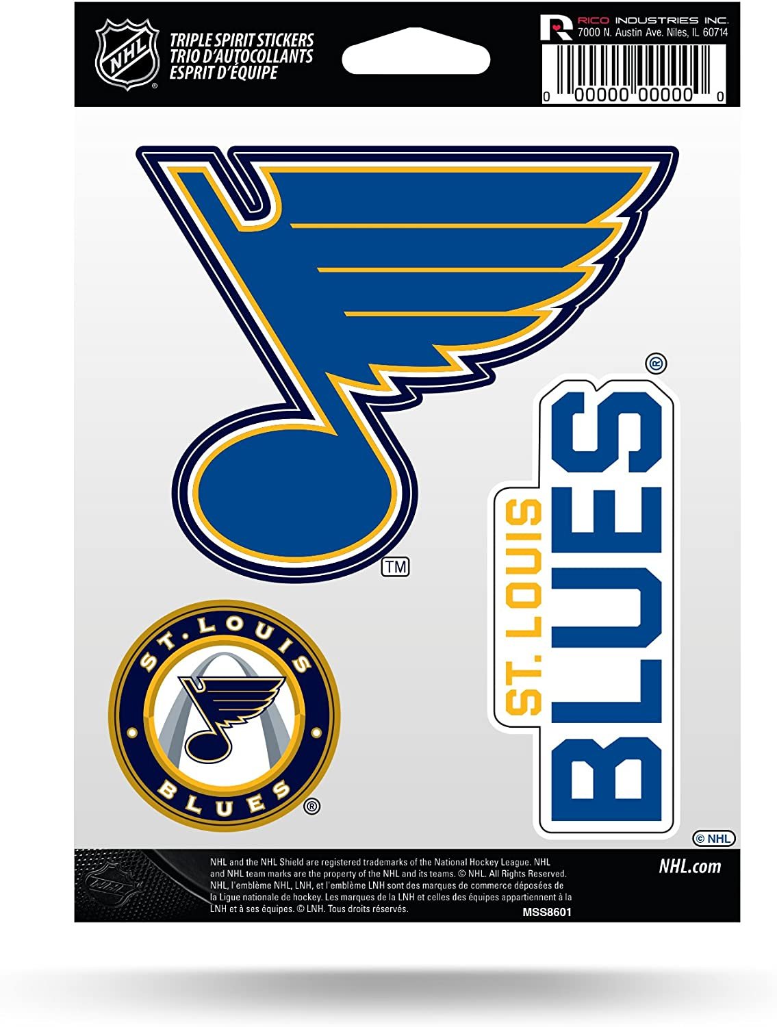 St Louis Blues Triple Sticker Decal Sheet 3-Piece