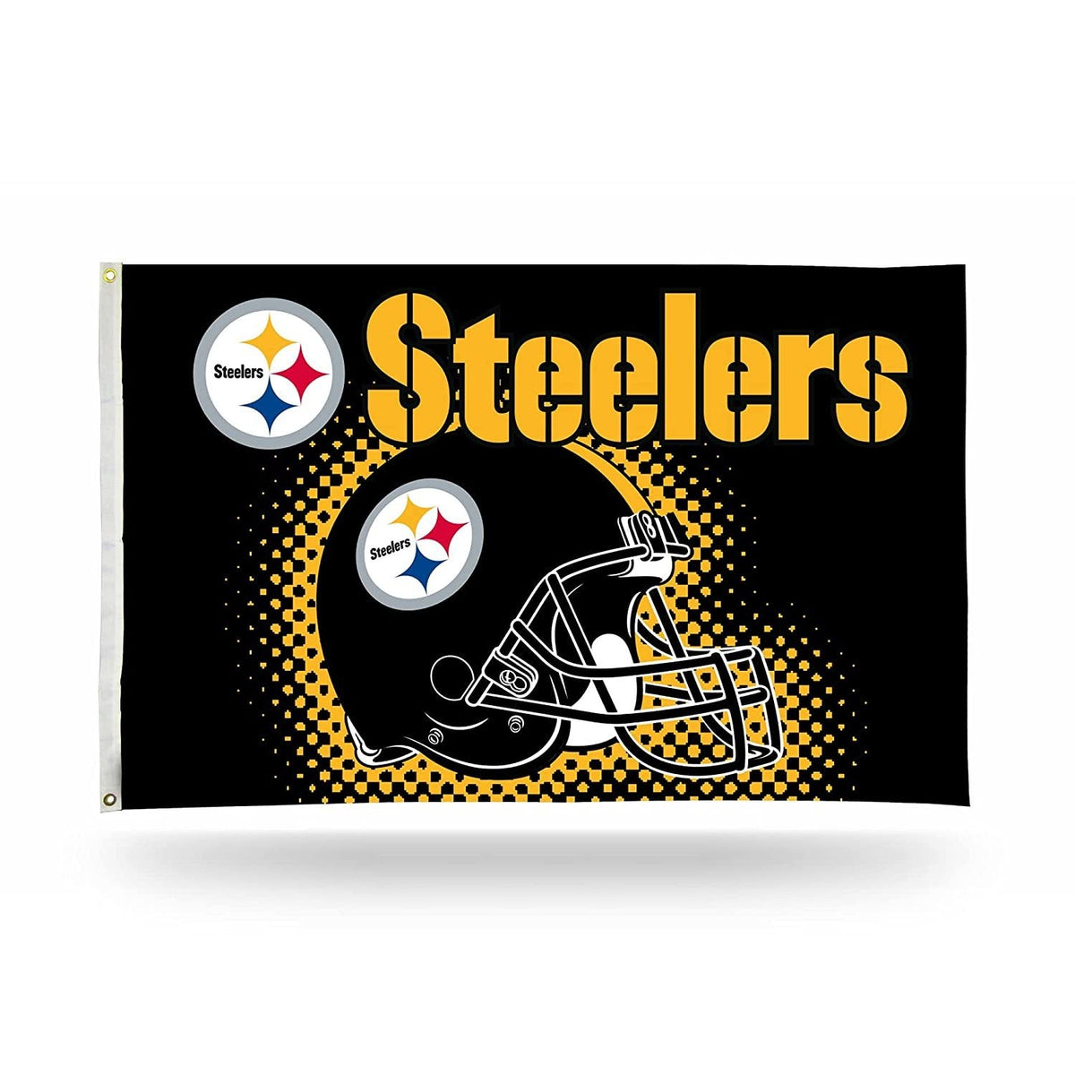 Pittsburgh Steelers Premium 3x5 Feet Flag Banner, Helmet Design, Metal Grommets, Outdoor Use, Single Sided 1
