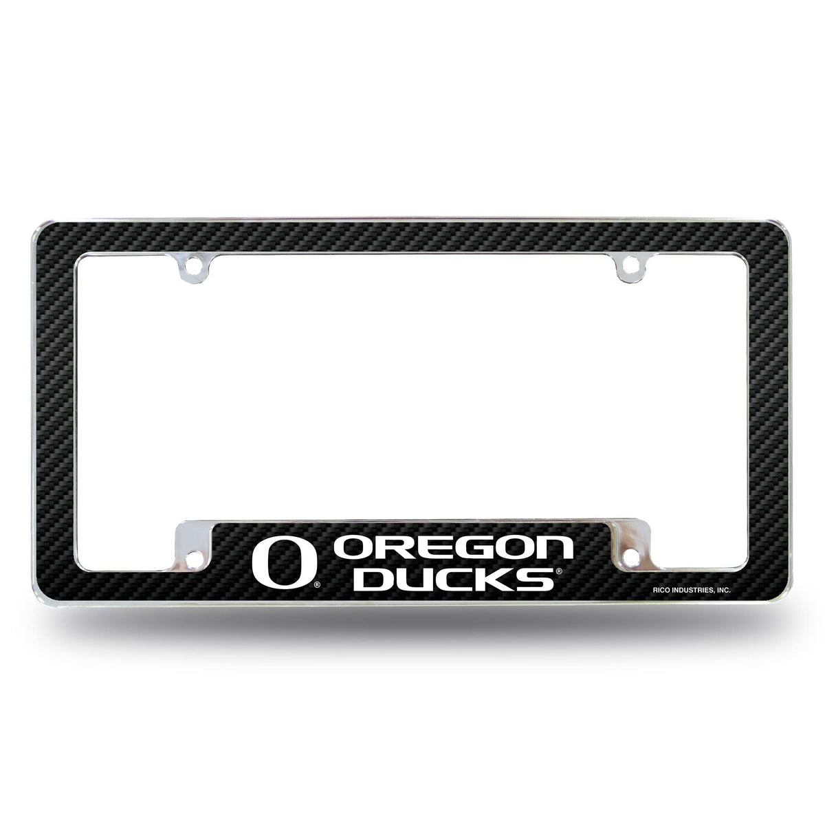 University of Oregon Ducks Metal License Plate Frame Chrome Tag Cover, Carbon Fiber Design, 6x12 Inch