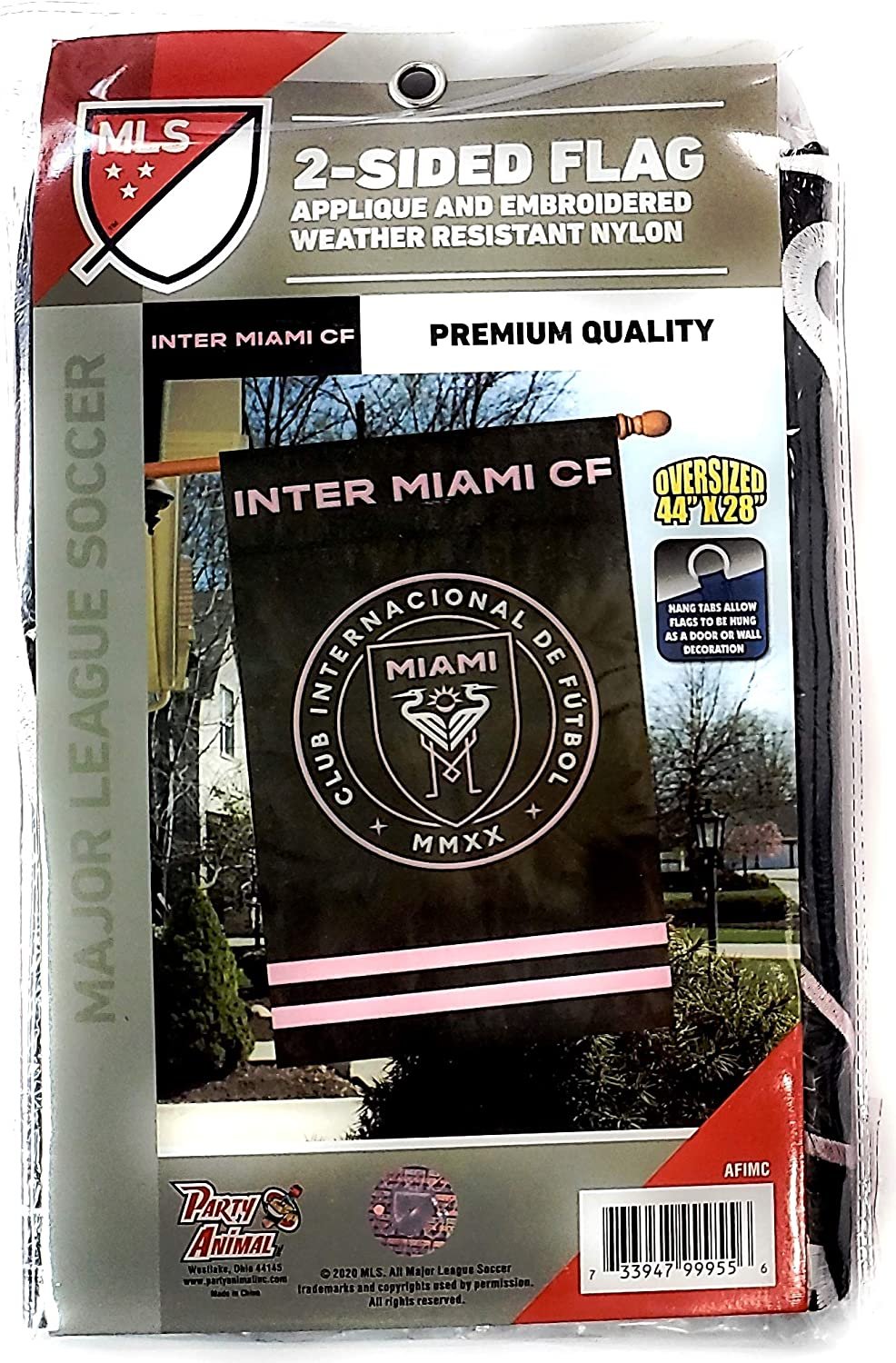Inter Miami Banner Flag Premium Double Sided Embroidered Applique 28x44 Inch