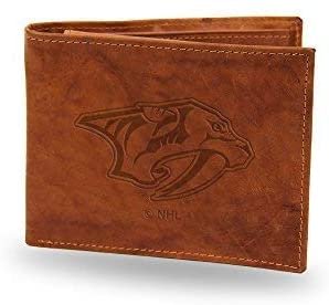 Nashville Predators Premium Brown Leather Wallet, Bifold Billfold, Embossed Laser Engraved 3