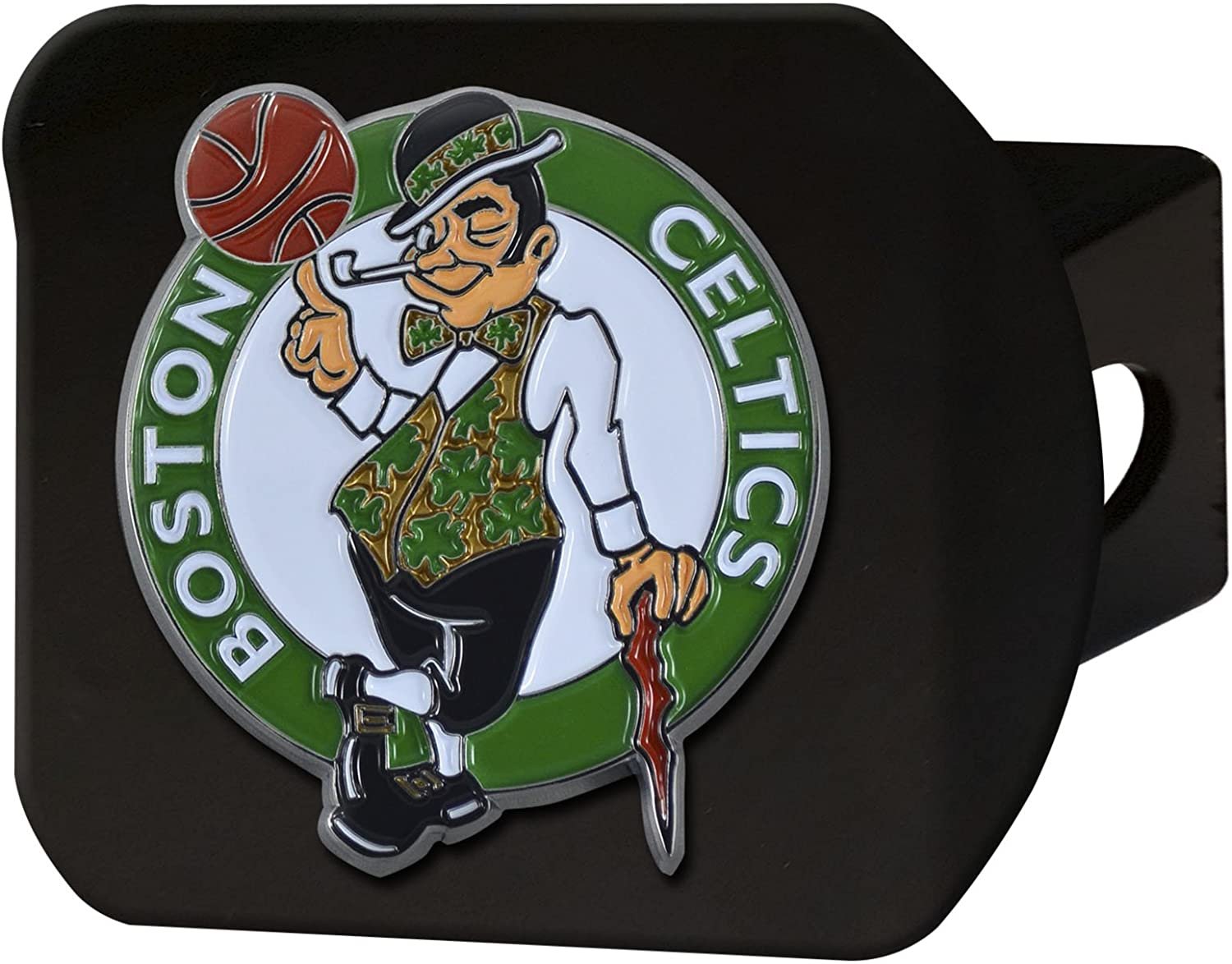 Boston Celtics Solid Metal Black Hitch Cover with Color Metal Emblem 2 Inch Square Type III