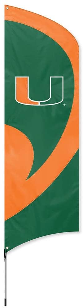 University of Miami Hurricanes Tall Team Flag Tailgating Flag Kit 8.5 x 2.5 feet with Pole 2