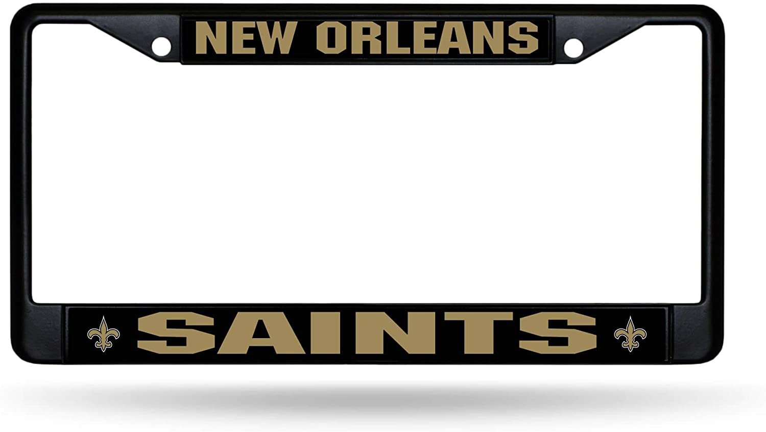 New Orleans Saints Metal License Plate Frame Black Tag Cover 12x6 Inch