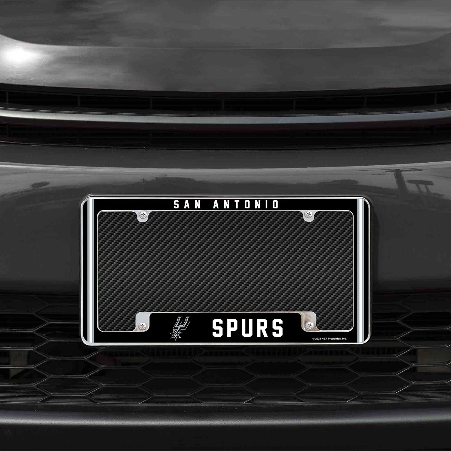 San Antonio Spurs Metal License Plate Frame Chrome Tag Cover Alternate Design 6x12 Inch 2