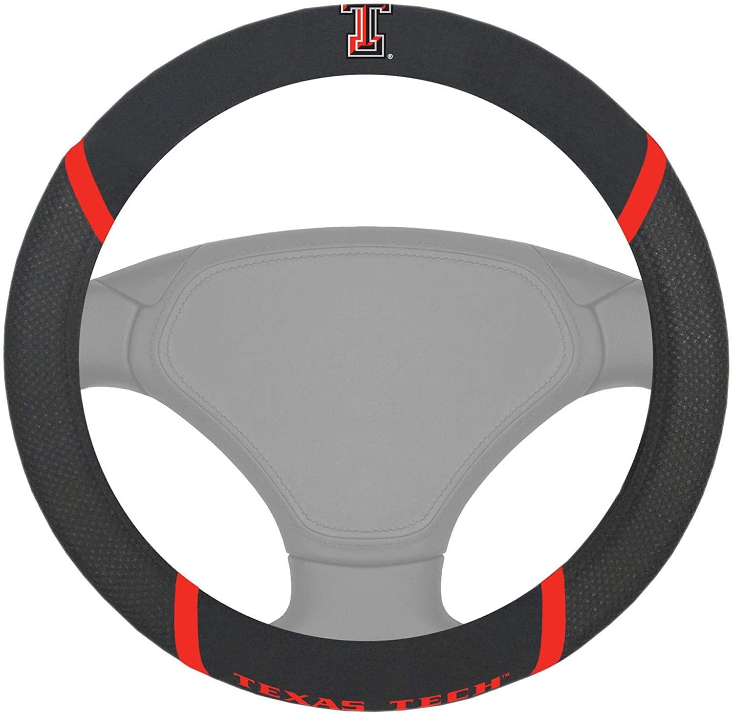 Texas Tech Red Raiders Premium 15 Inch Black Emroidered Steering Wheel Cover University 1