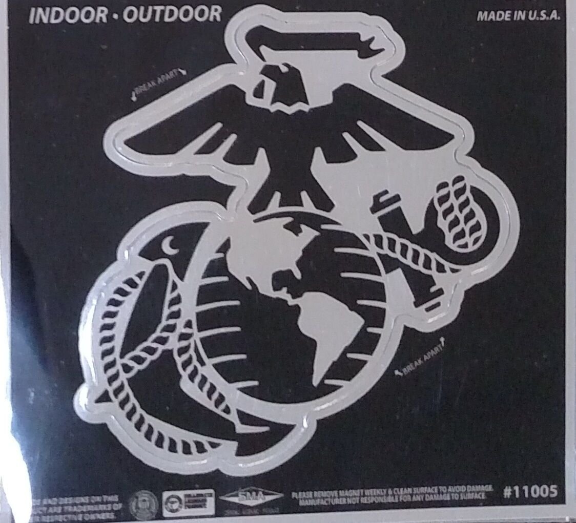 U.S. Marines 12 Inch Decal Sticker, Metallic Chrome Shimmer Design, United States Military 1