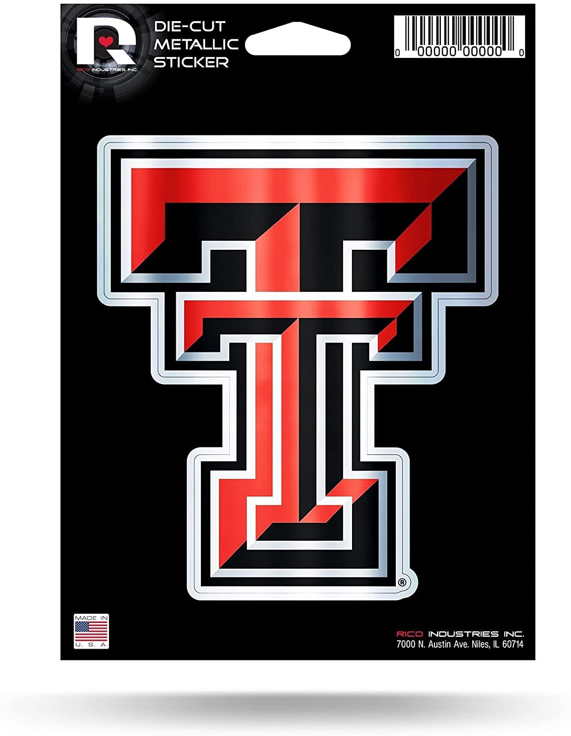 Texas Tech University Red Raiders 5 Inch Sticker Decal Metallic Shimmer Design Flat Vinyl 1