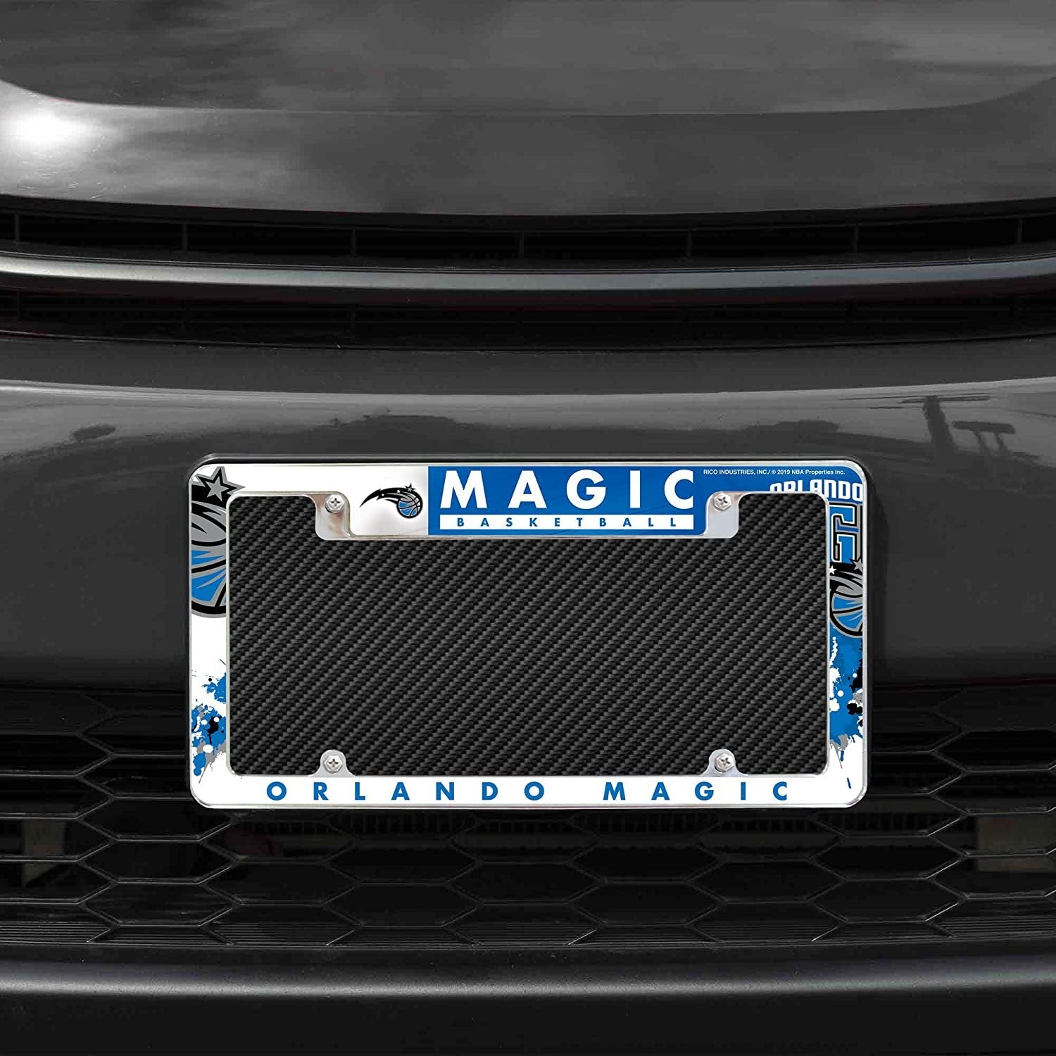 Orlando Magic Metal License Plate Frame Tag Cover All Over Design 12x6 Inch 2