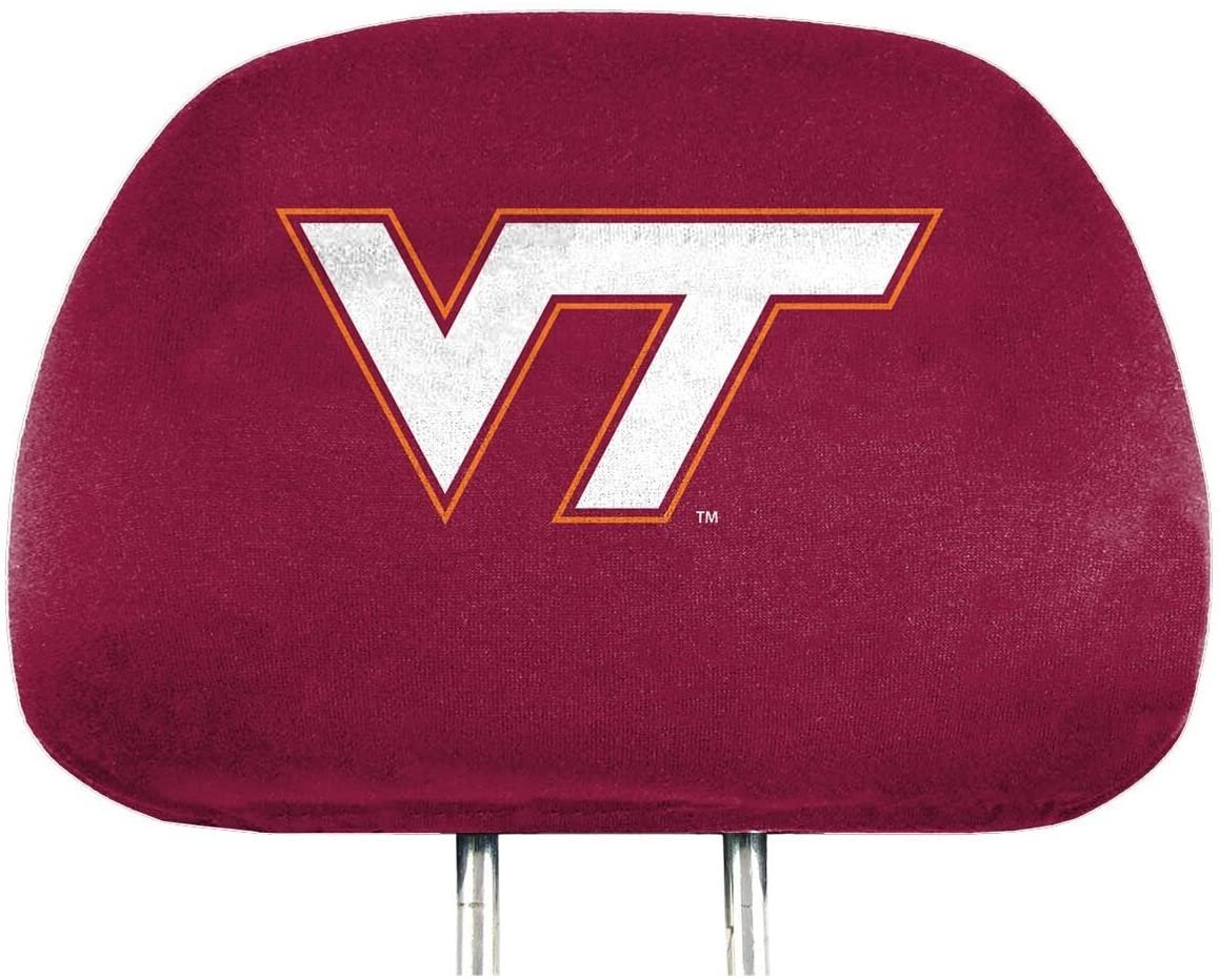 Virginia Tech Hokies Premium Pair of Auto Head Rest Covers, Full Color Printed, Elastic, 10x14 Inch