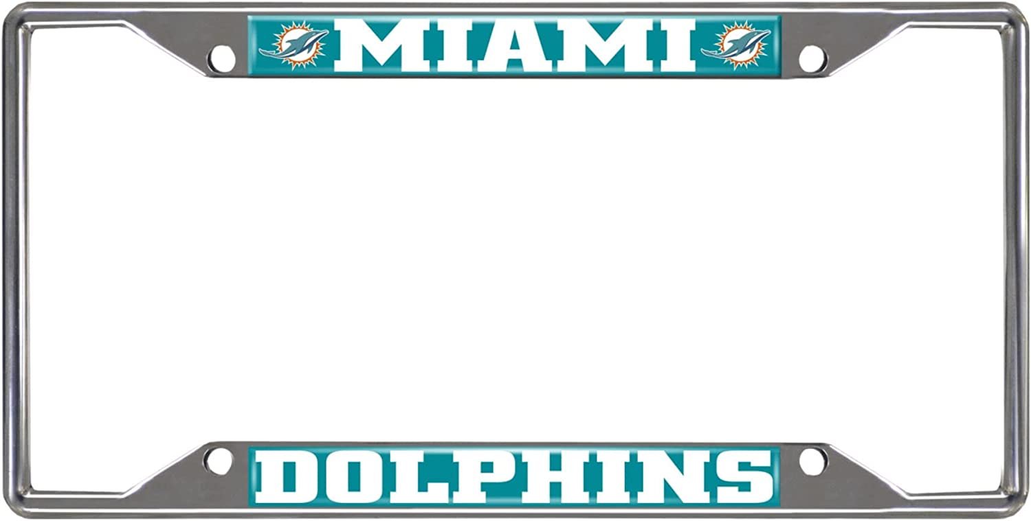 Miami Dolphins Premium Metal License Plate Frame Chrome Tag Cover, 12x6 Inch 1