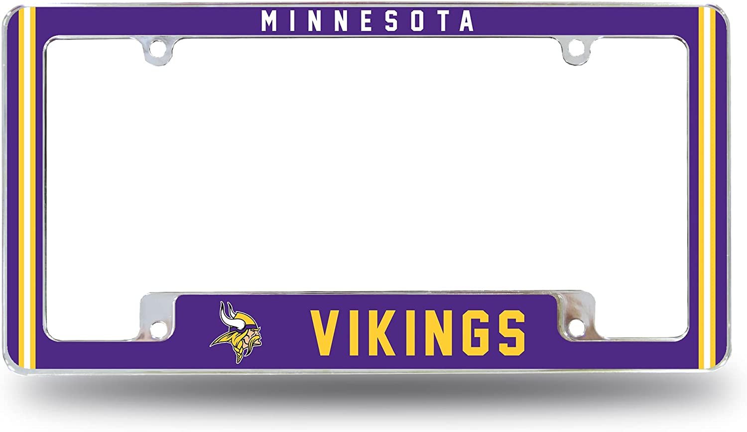 Minnesota Vikings Metal License Plate Frame Chrome Tag Cover Alternate Design 6x12 Inch 1