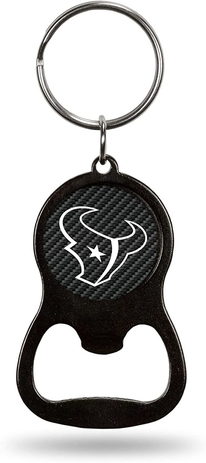 Houston Texans Metal Keychain Bottle Opener, Carbon Fiber Design