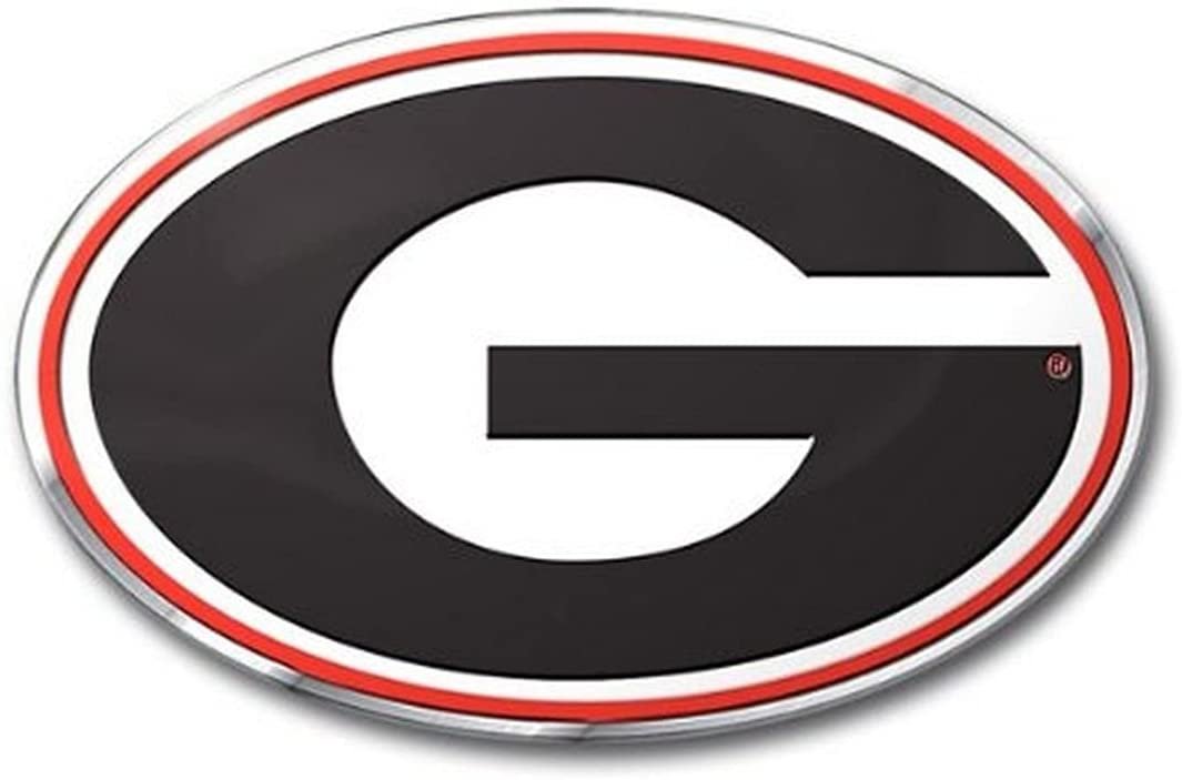 University of Georgia Bulldogs Auto Emblem, Aluminum Metal, Embossed Team Color, Raised Decal Sticker, Full Adhesive Backing