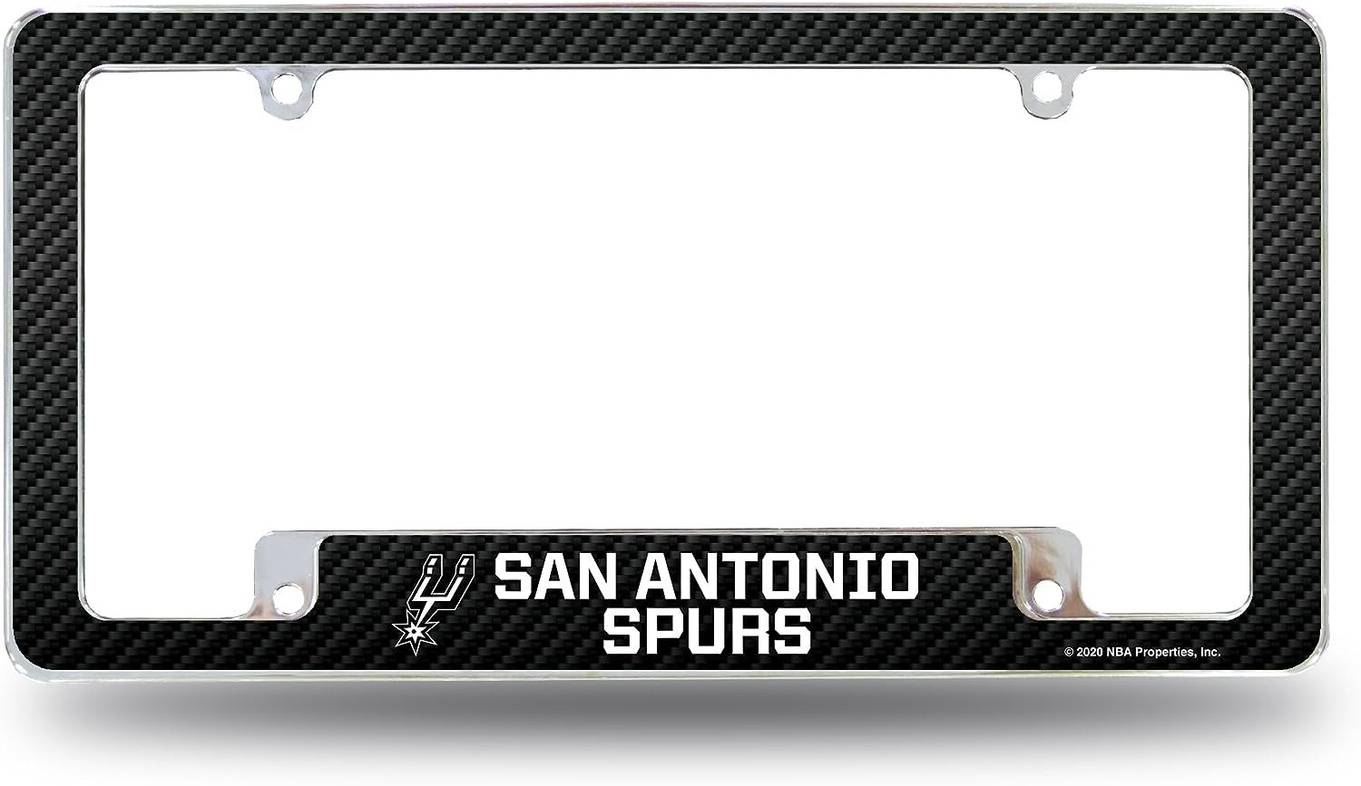 San Antonio Spurs Metal License Plate Frame Tag Cover, Carbon Fiber Design, 6x12 Inch 1