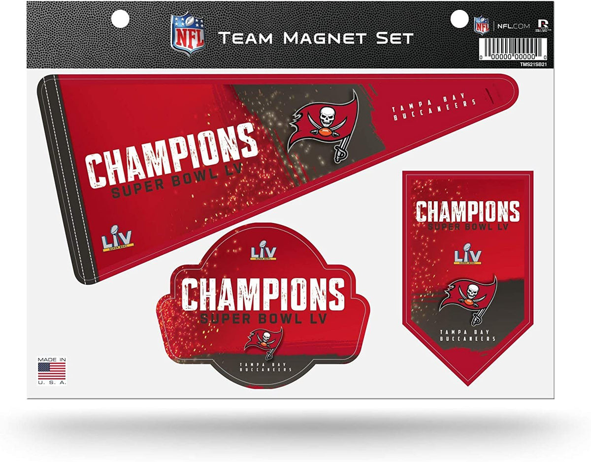Rico Industries Tampa Bay Buccaneers 2021 Super Bowl LV (55) Champions Die Cut Team Magnet Set of 3 1