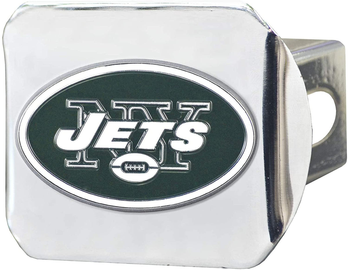 New York Jets Hitch Cover Solid Metal with Raised Color Metal Emblem 2" Square Type III