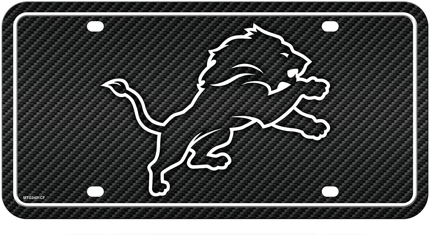 Detroit Lions Metal Auto Tag License Plate, Carbon Fiber Design, 6x12 Inch 1