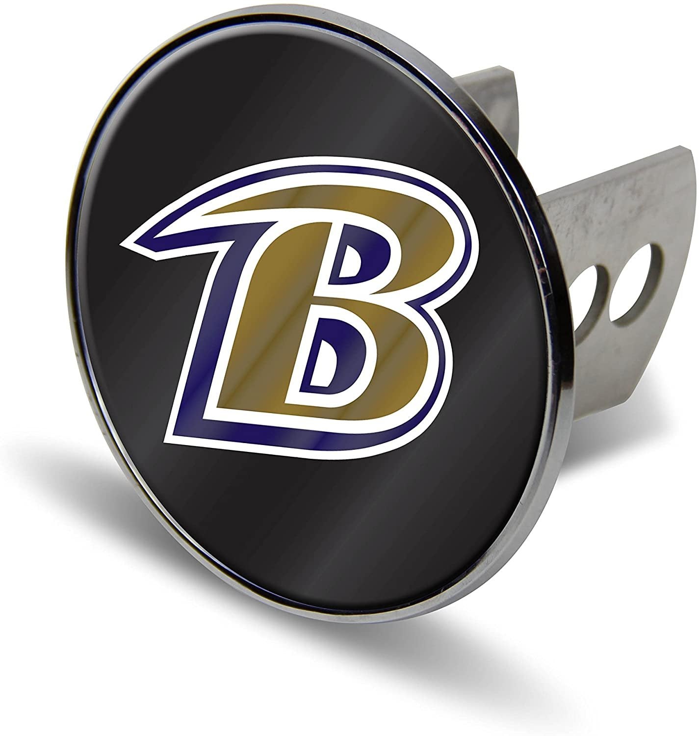 Baltimore Ravens Solid Metal 2 Inch Hitch Cover with Laser Cut Mirrored Acrylic Insert 1