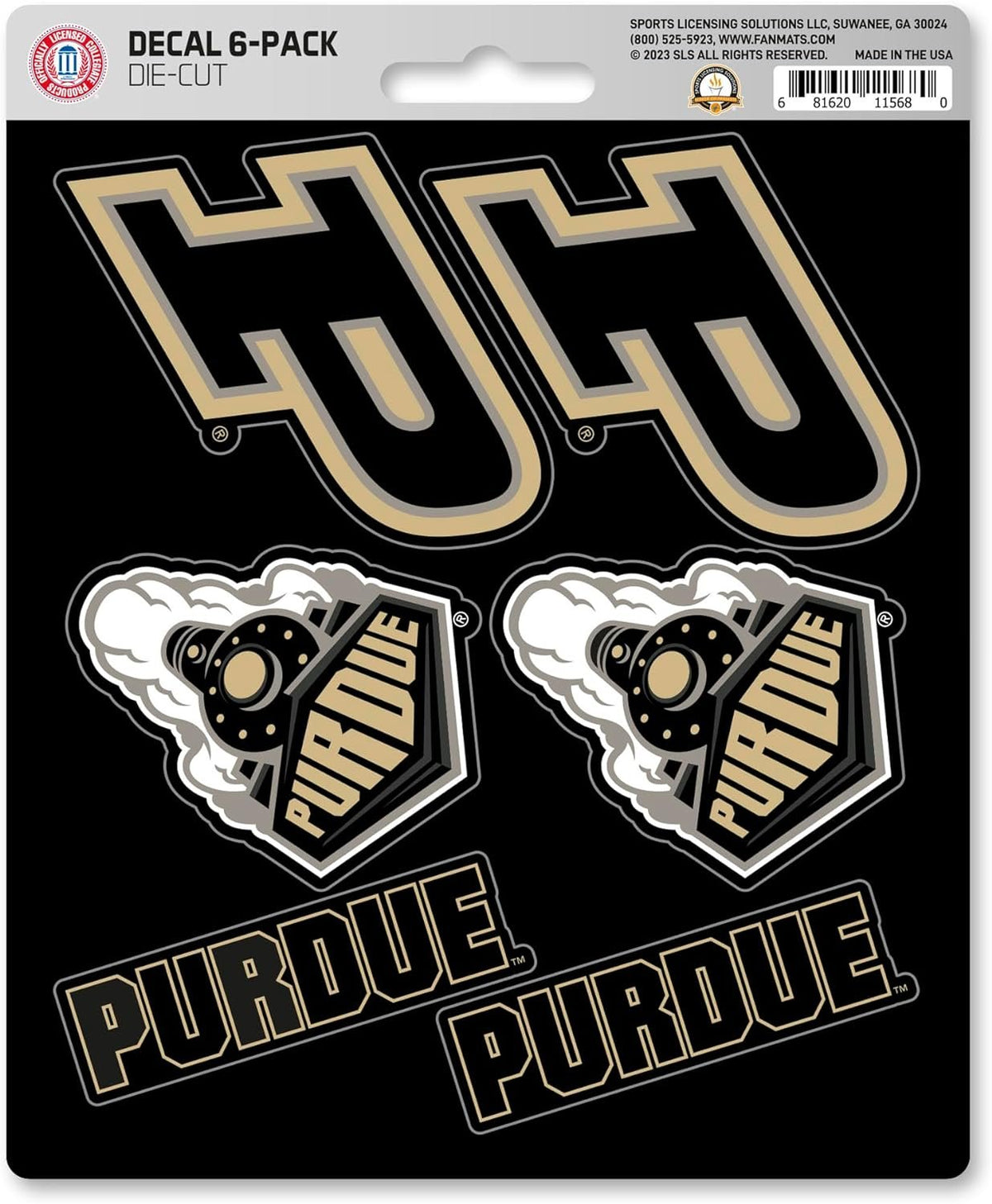 Purdue University Boilermakers 6-Piece Decal Sticker Set, 5x6 Inch Sheet, Gift for football fans for any hard surfaces around home, automotive, personal items 1