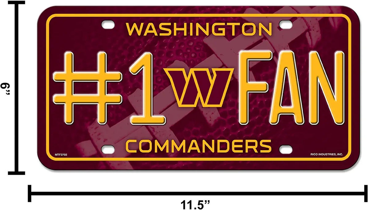 Washington Commanders Metal Auto Tag License Plate, #1 Fan Design, 6x12 Inch 5