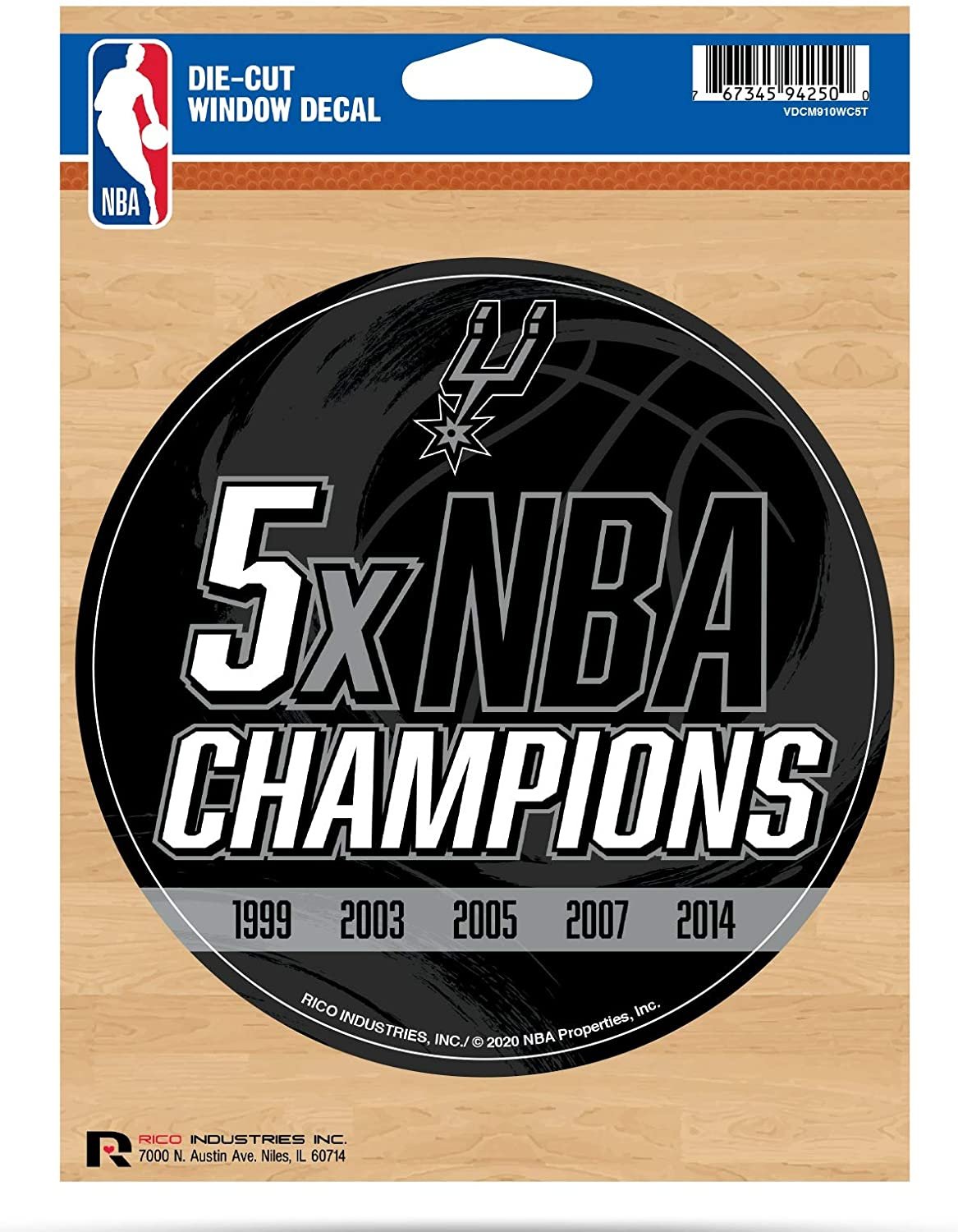 San Antonio Spurs 5" Decal Sticker 5X Time Champions Flat Vinyl Auto Emblem Basketball 1