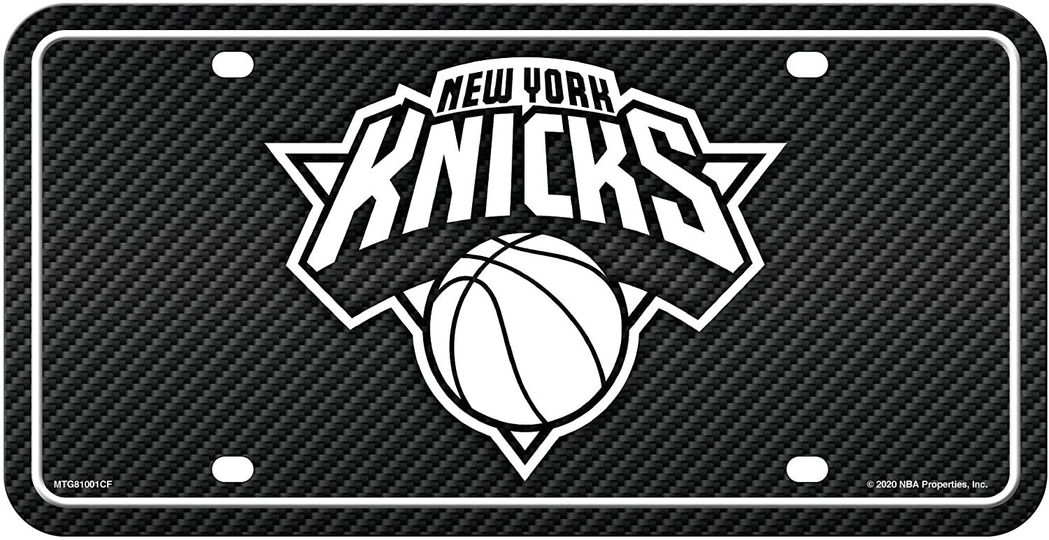 New York Knicks Metal Auto Tag License Plate, Carbon Fiber Design, 6x12 Inch 1