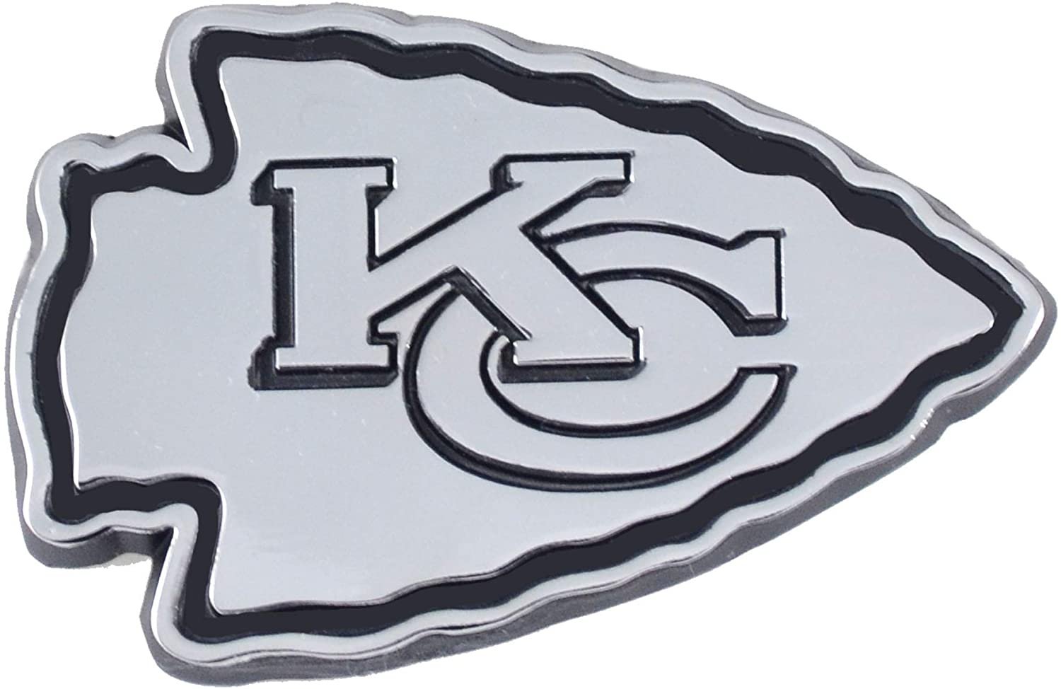 Kansas City Chiefs Solid Metal Auto Emblem Raised Chrome Decal Adhesive Backing