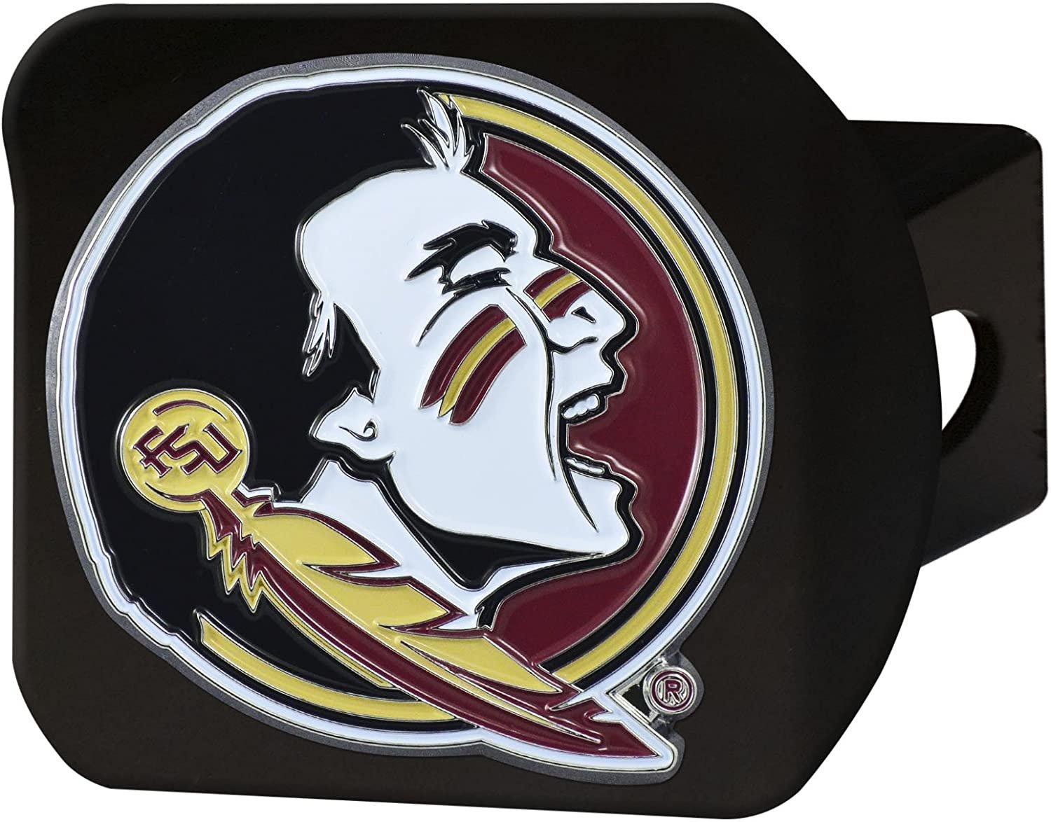 Florida State Seminoles Solid Metal Black Hitch Cover with Color Metal Emblem 2 Inch Square Type III University of