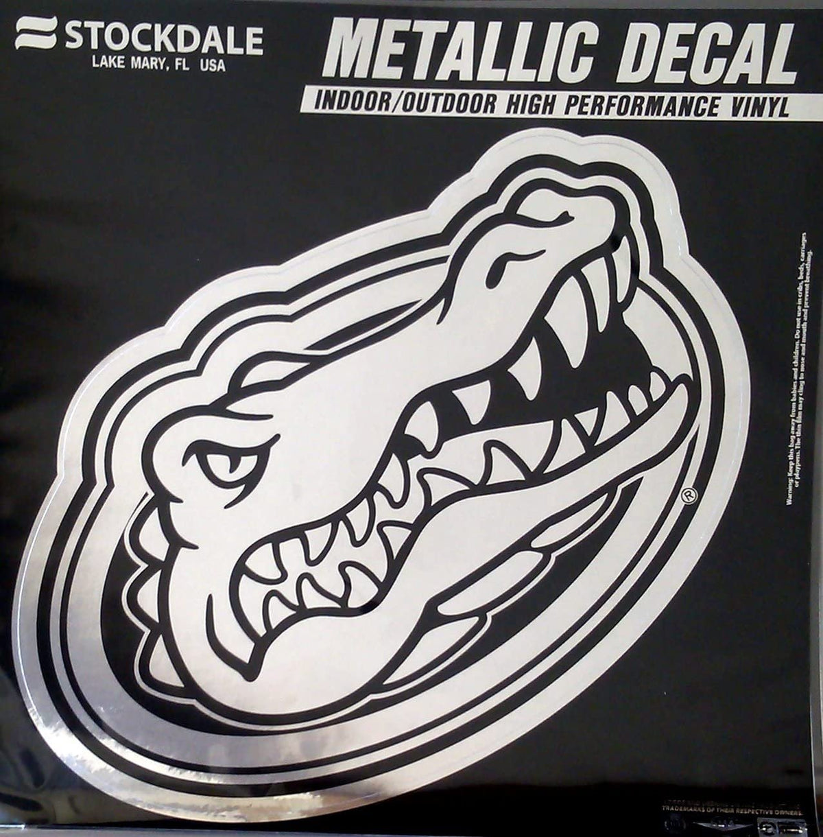 University of Florida Gators Decal Sticker Die Cut 12 Inch All Surface Full Adhesive Backing, Chrome Design