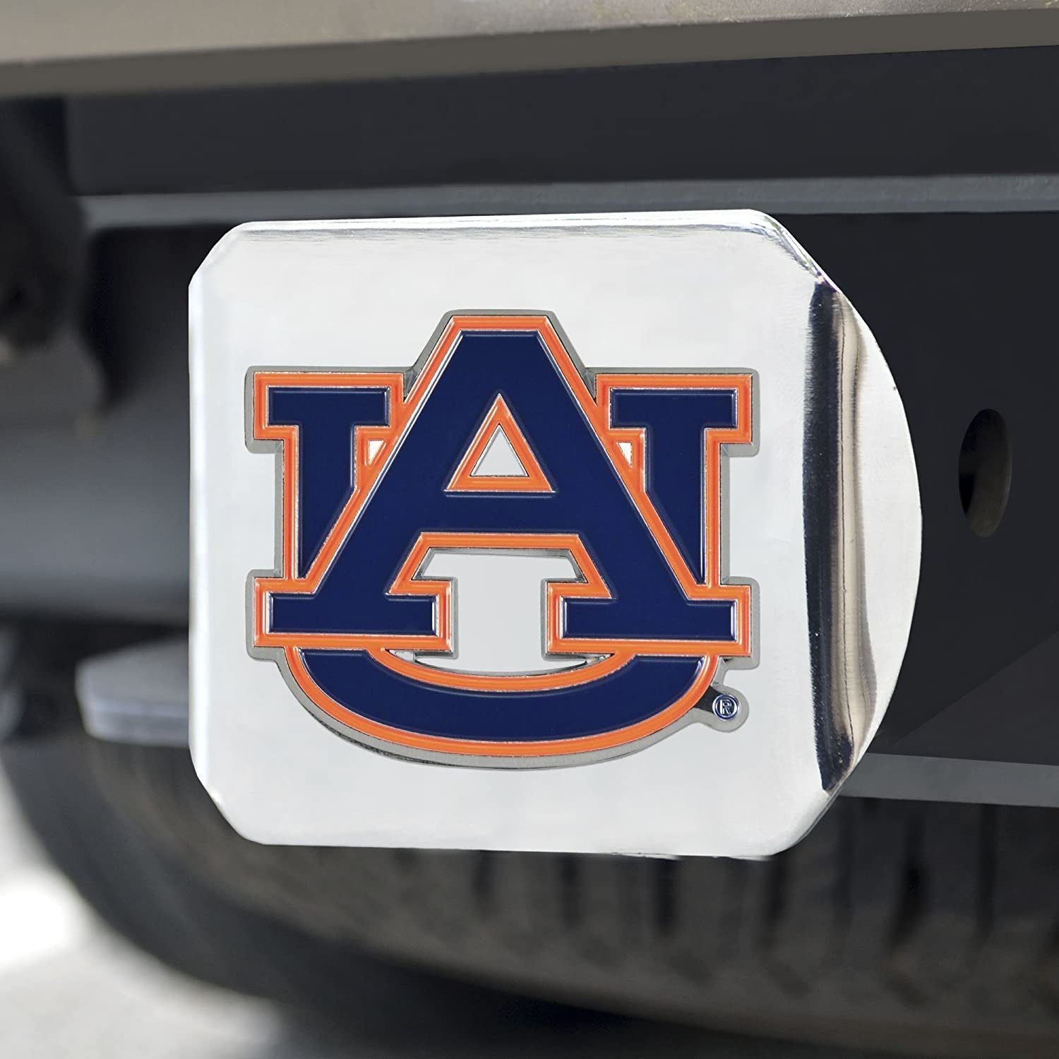 Auburn Tigers Hitch Cover Solid Metal with Raised Color Metal Emblem 2" Square Type III University of
