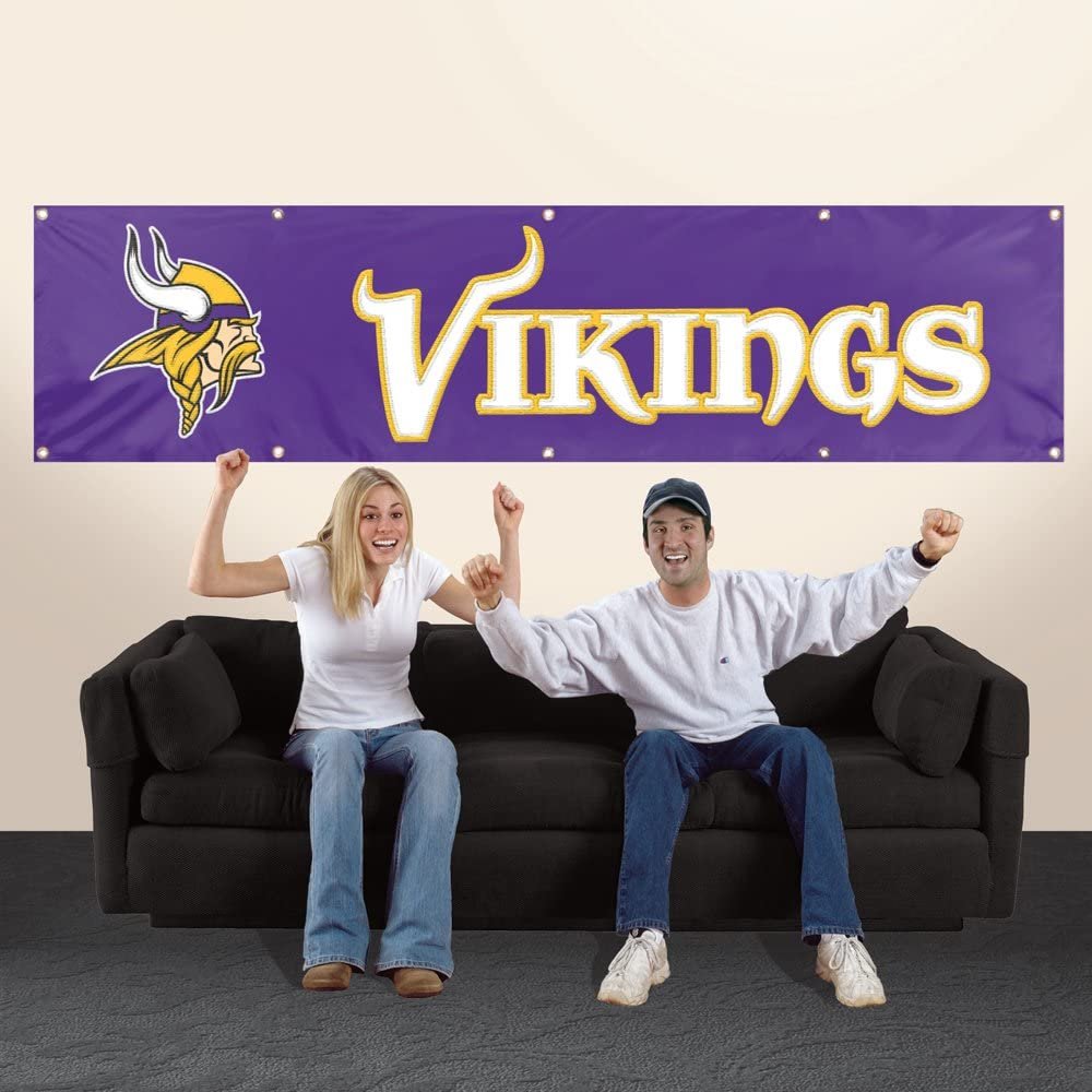 Minnesota Vikings Giant 8x2 Feet Banner Flag Embroidered Applique 2