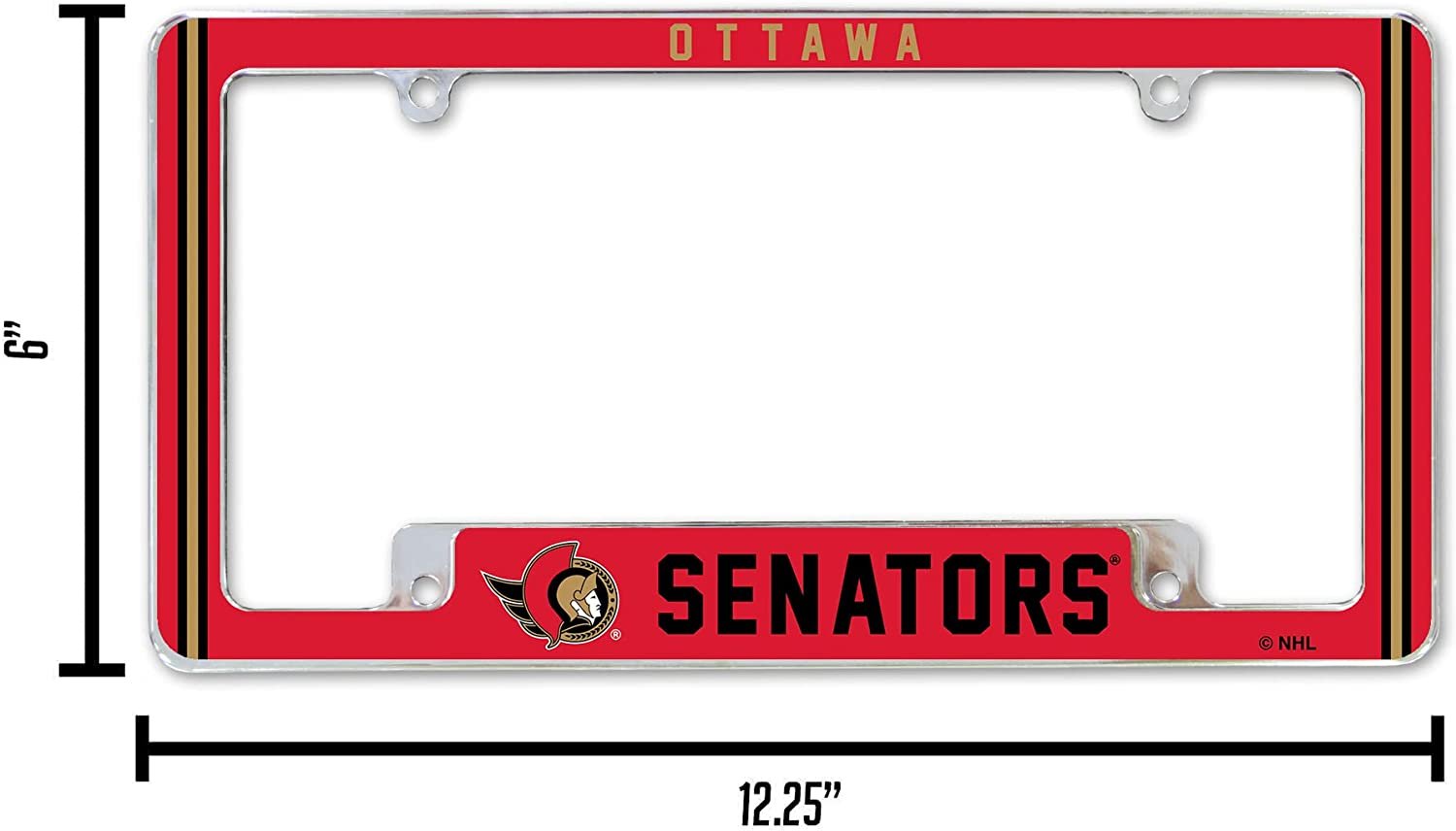 Ottawa Senators Metal License Plate Frame Chrome Tag Cover Alternate Design 6x12 Inch 4