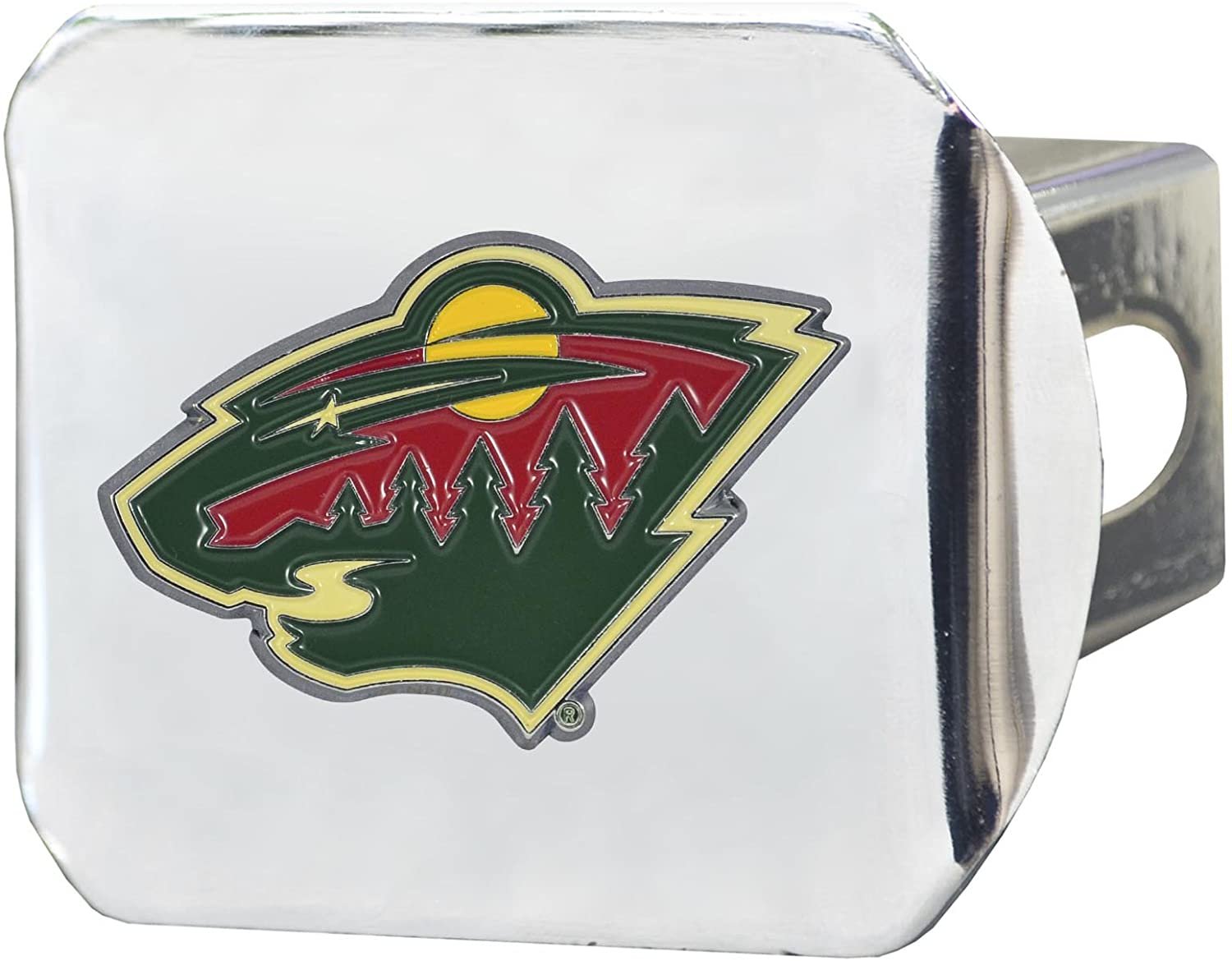 Minnesota Wild Hitch Cover Solid Metal with Raised Color Metal Emblem 2" Square Type IIIe