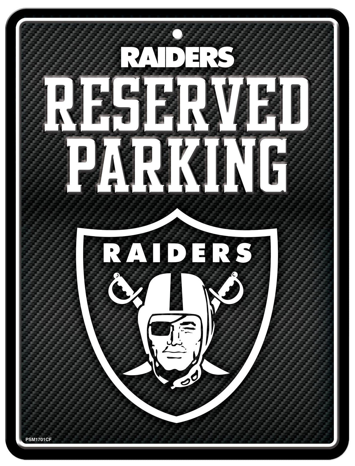 Las Vegas Raiders Metal Parking Novelty Wall Sign 8.5 x 11 Inch Carbon Fiber Design