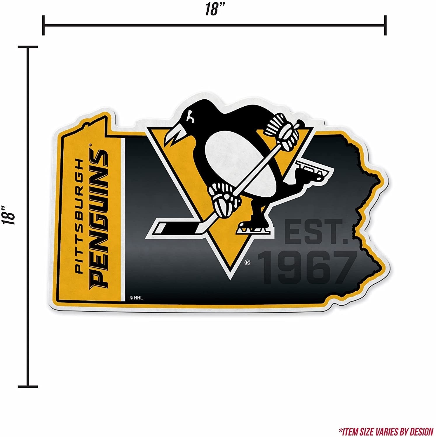 Pittsburgh Penguins 18" State Shape Pennant Soft Felt 3