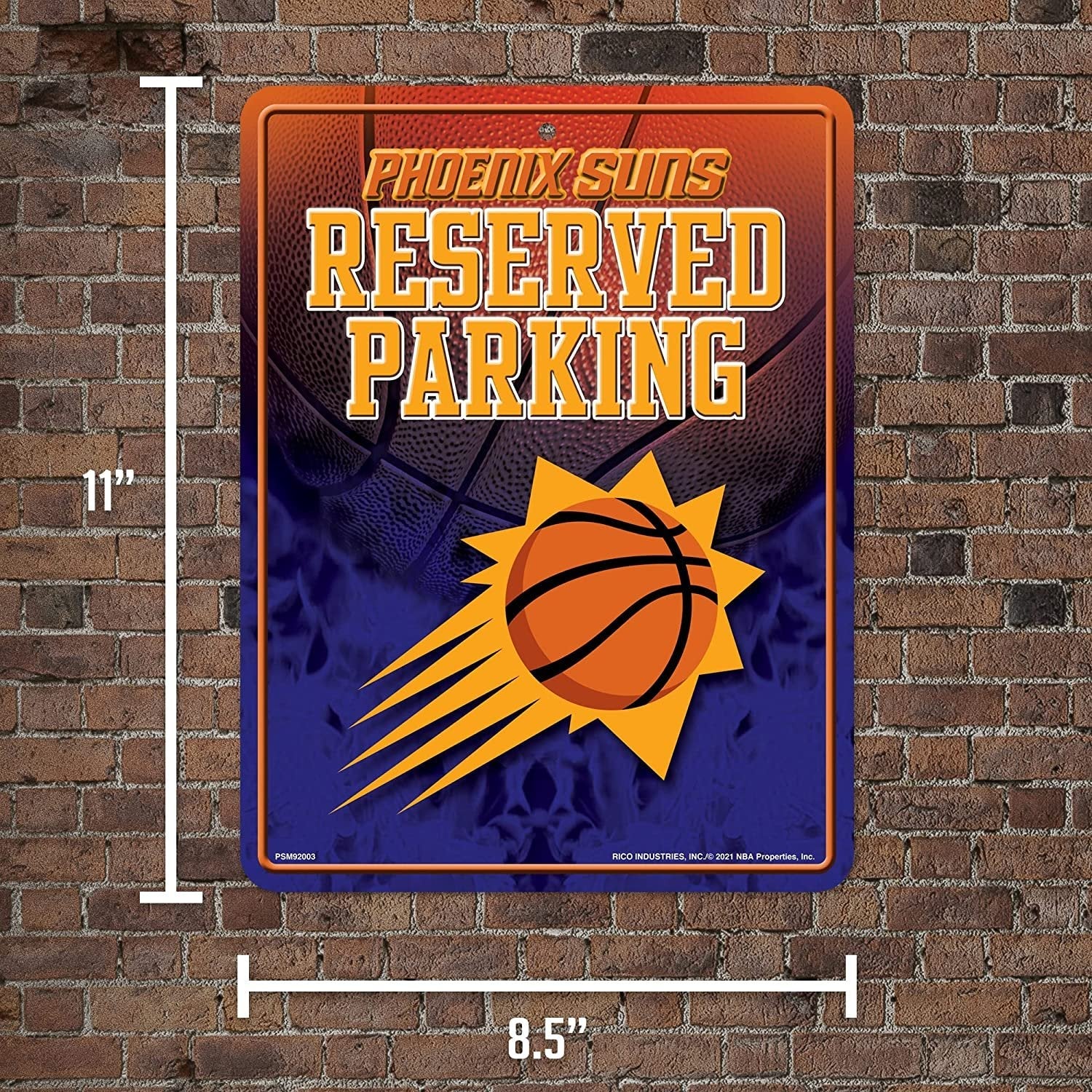 Rico Industries NBA Phoenix Suns 8.5" x 11" Metal Parking Sign - Great for Man Cave, Bed Room, Office, Home Décor 6