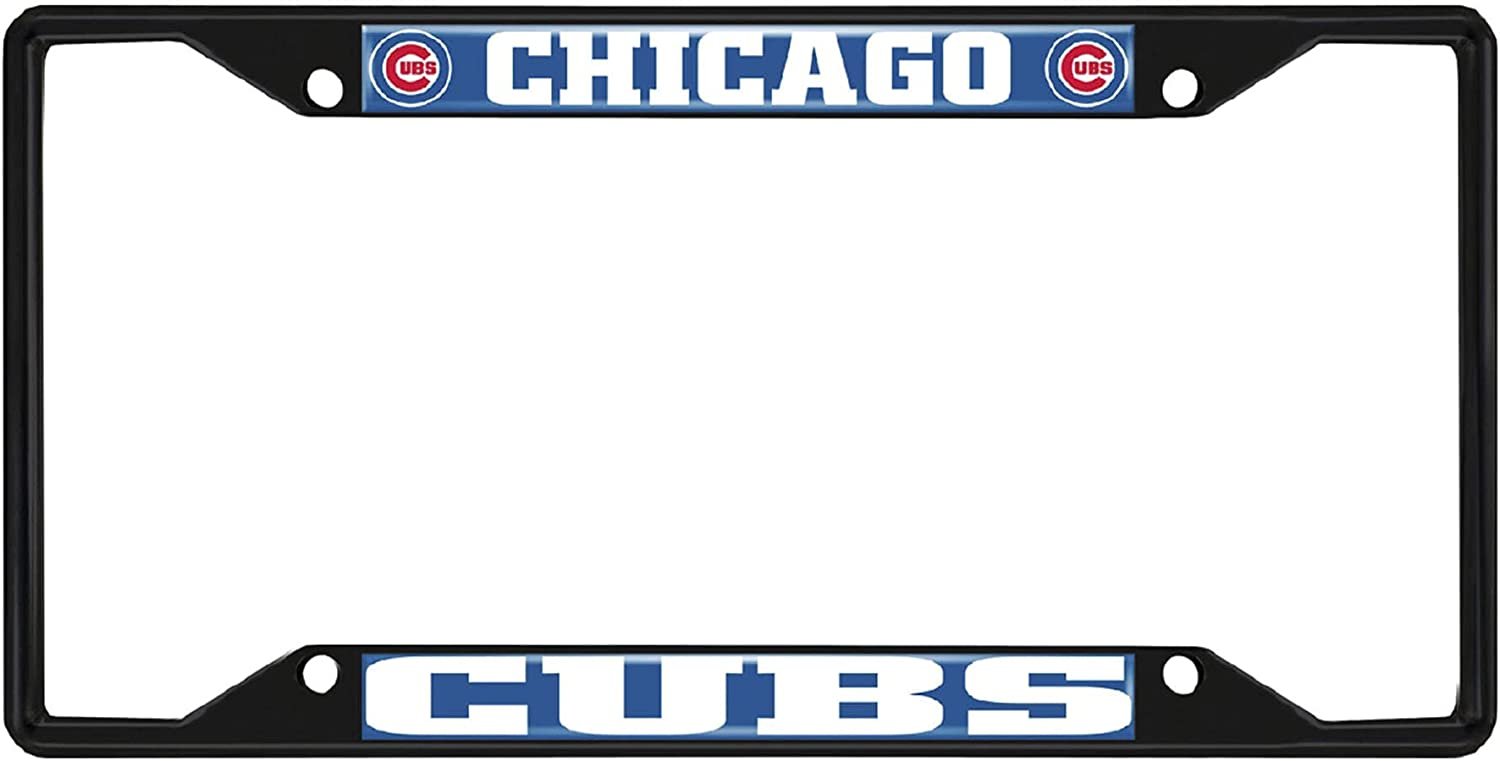 Chicago Cubs Black Metal License Plate Frame Tag Cover, 12x6 Inch