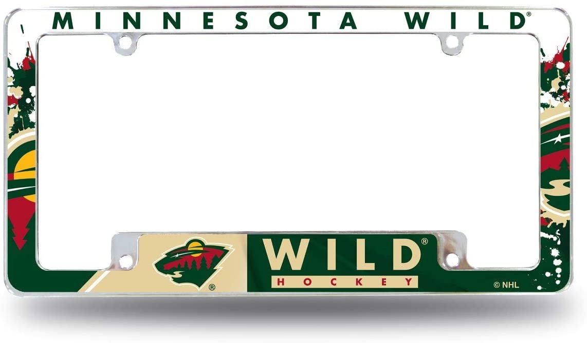 Minnesota Wild Metal License Plate Frame Tag Cover All Over Design Heavy Gauge