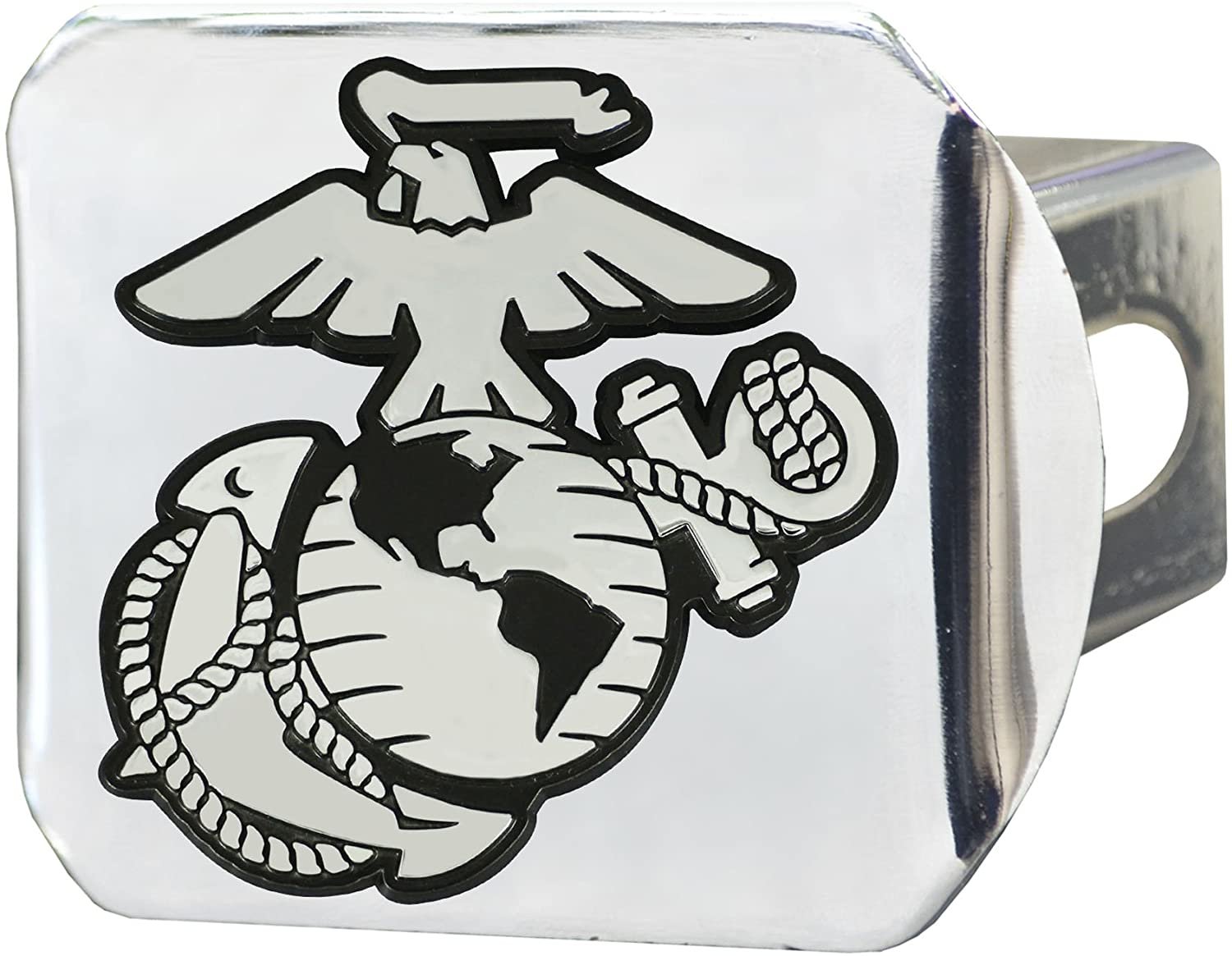 United States Marines Hitch Cover Solid Metal with Chrome Metal Emblem 2" Square Type III Military 2